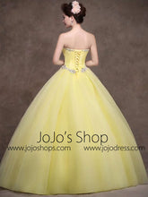 Strapless Yellow Tulle Quinceanera Ball Gown Dress X006